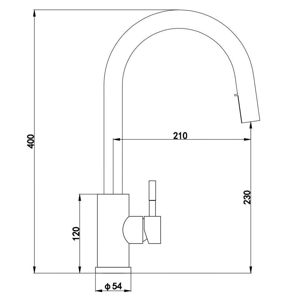 Liquida EPO11BR Brushed Brass Swan Neck Pull - Out Kitchen Tap - GRADED