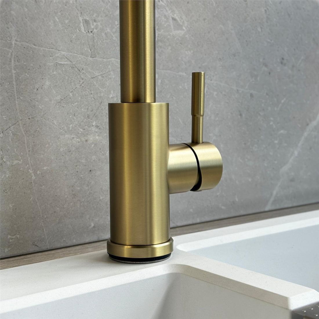 Liquida EPO11BR Brushed Brass Swan Neck Pull - Out Kitchen Tap - GRADED