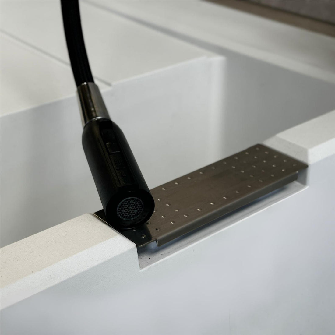 Liquida EPO11BR Brushed Brass Swan Neck Pull - Out Kitchen Tap - GRADED