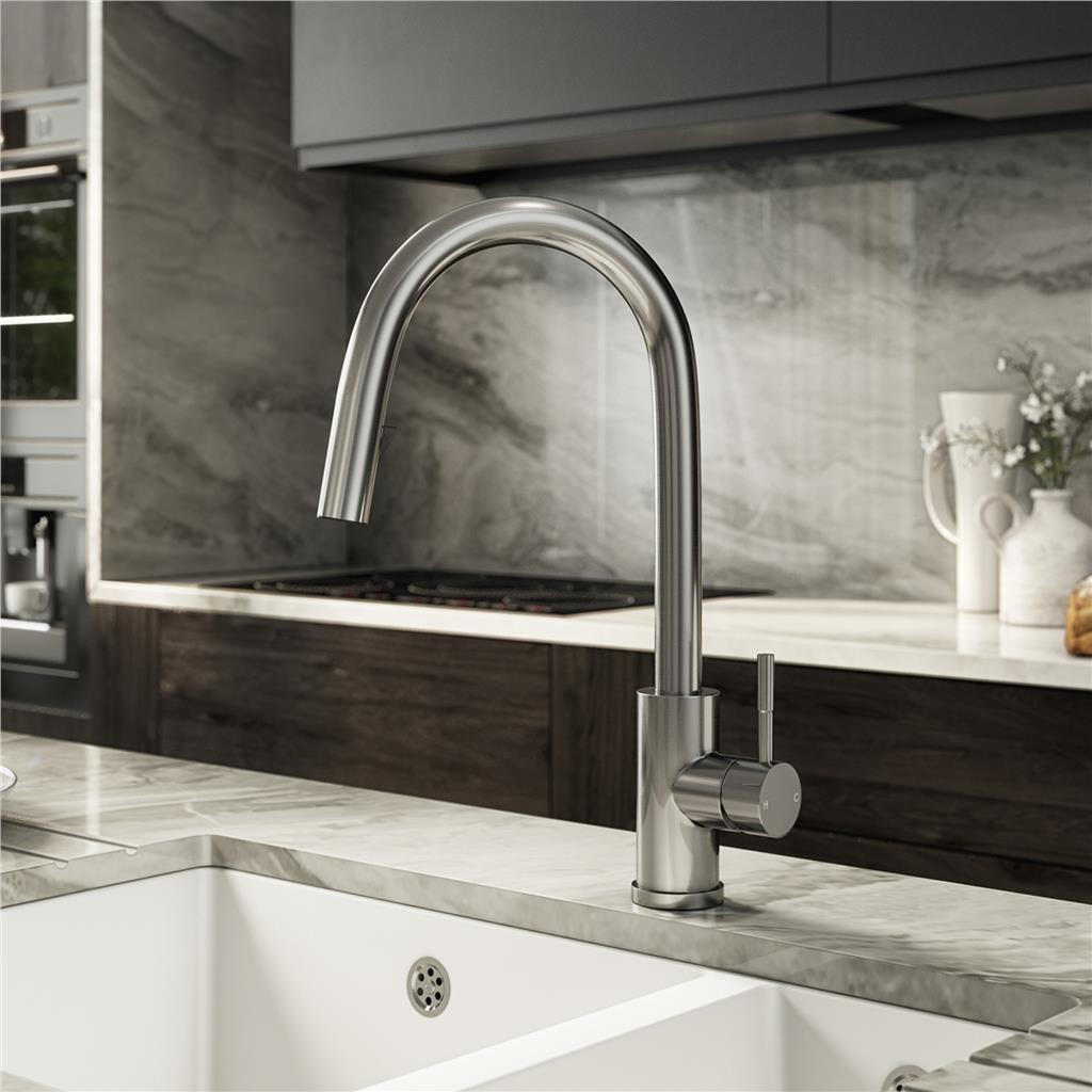 Liquida EPO11BS Single Lever Pull Out Mixer Brushed Steel Kitchen Mixer Tap