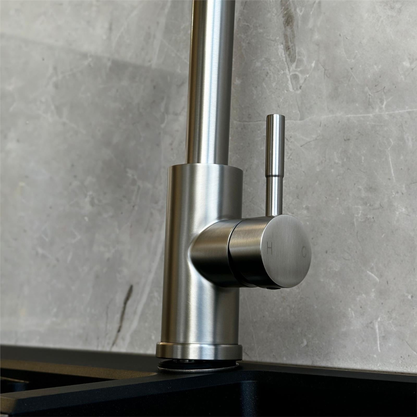 Liquida EPO11BS Single Lever Pull Out Mixer Brushed Steel Kitchen Mixer Tap