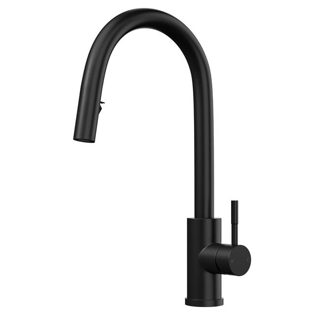 Liquida EPO11MB Single Lever Pull Out Mono Mixer Matt Black Kitchen Mixer Tap
