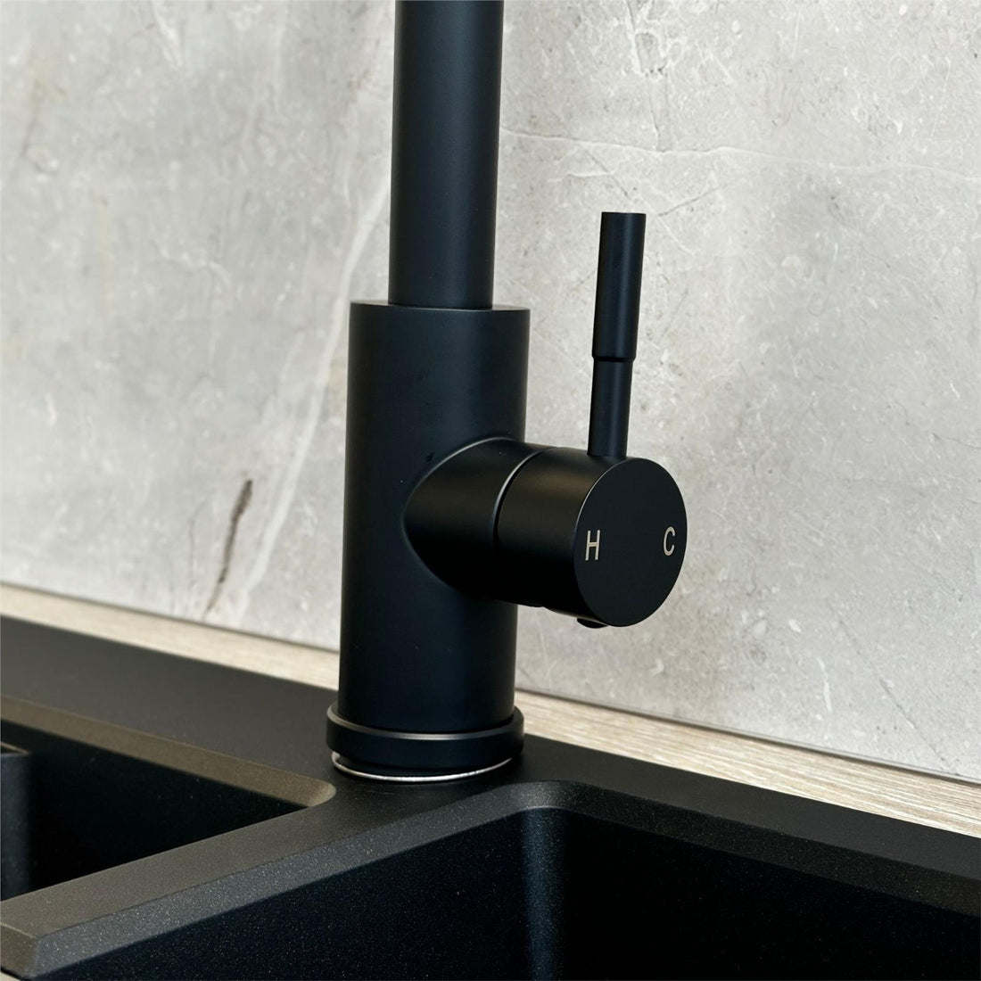 Liquida KAV150BL 1.5 Bowl Composite Black Kitchen Sink And EPO11MB Tap