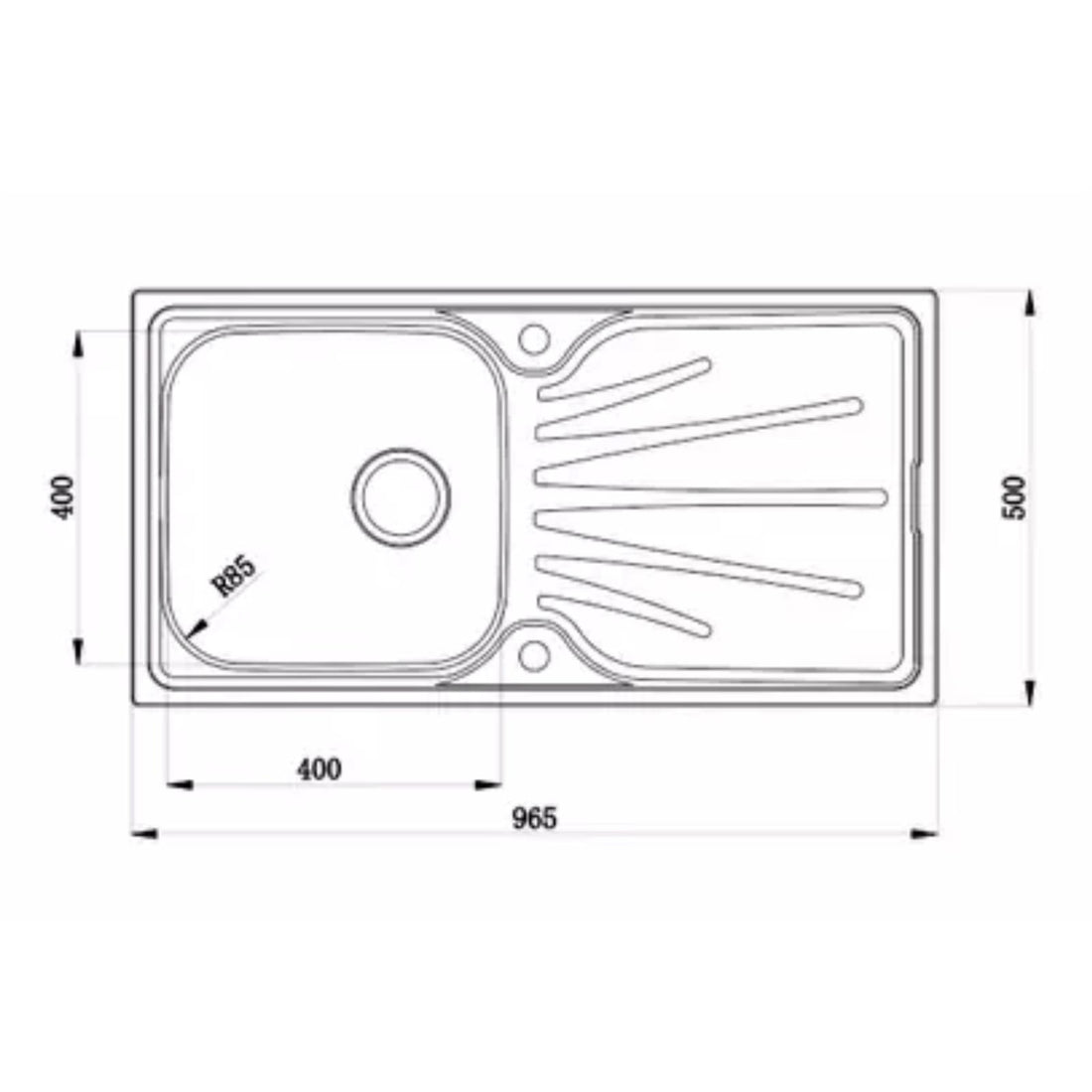 Liquida EUL10SS 1.0 Bowl Reversible Stainless Steel Kitchen Sink & W03CH Tap