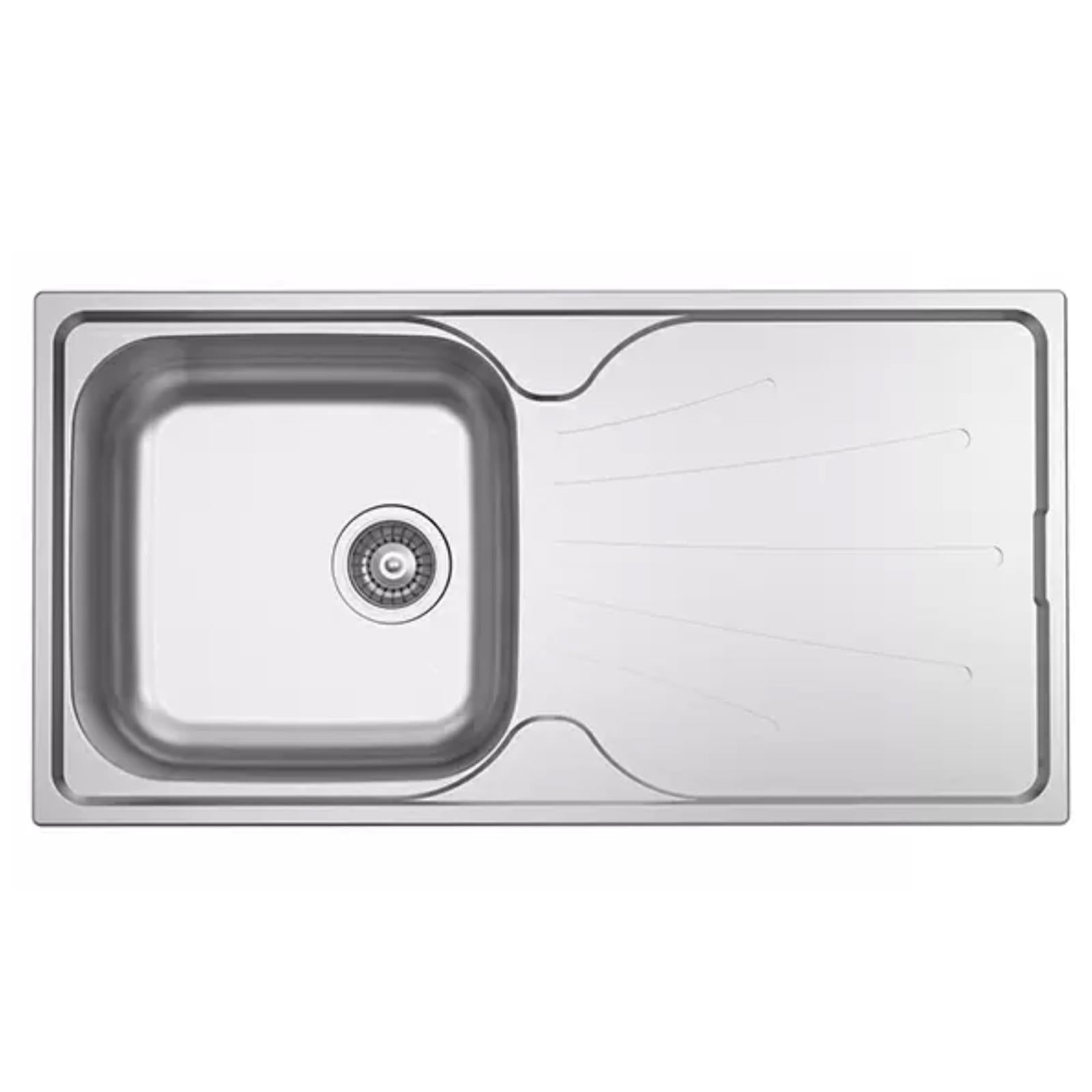Liquida EUL10SS 1.0 Bowl Reversible Stainless Steel Kitchen Sink & W03CH Tap