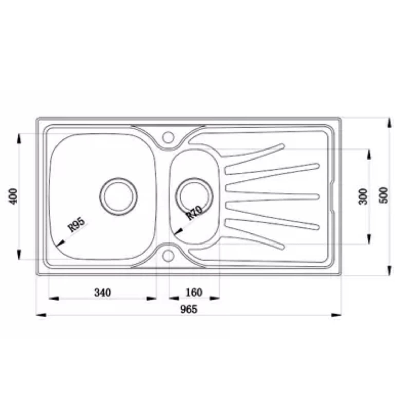 Liquida EUL15SS 1.5 Bowl Reversible Stainless Steel Kitchen Sink & KPO11CH Tap