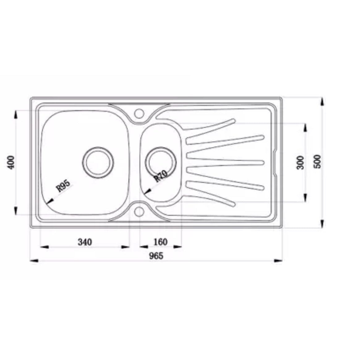 Liquida EUL15SS 1.5 Bowl Reversible Stainless Steel Kitchen Sink & KPO11CH Tap