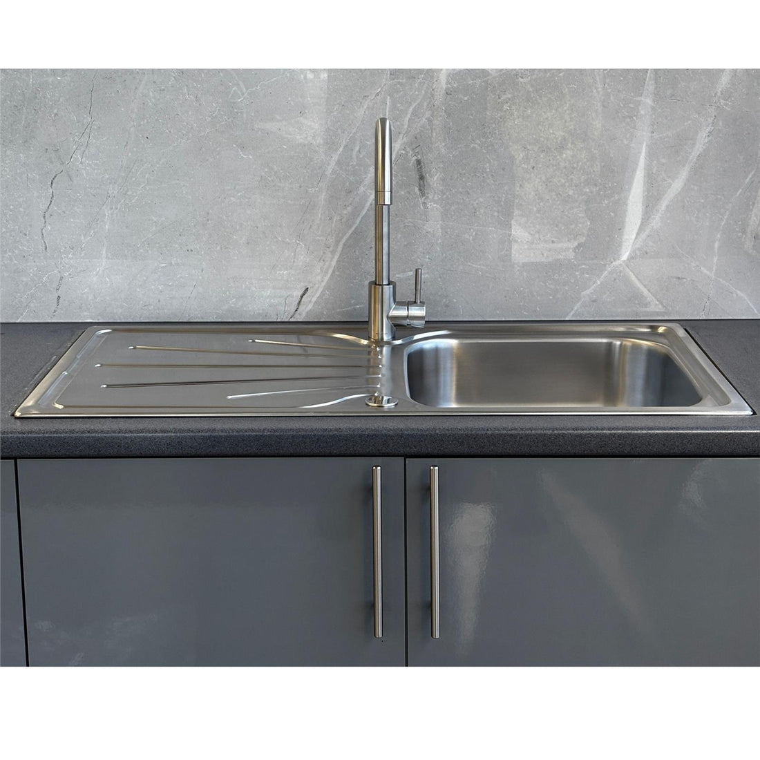 Liquida EUL15SS 1.5 Bowl Reversible Stainless Steel Kitchen Sink With Waste