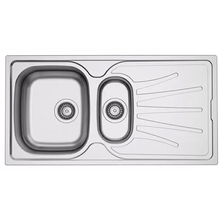 Liquida EUL15SS 1.5 Bowl Reversible Stainless Steel Kitchen Sink & KPO11CH Tap