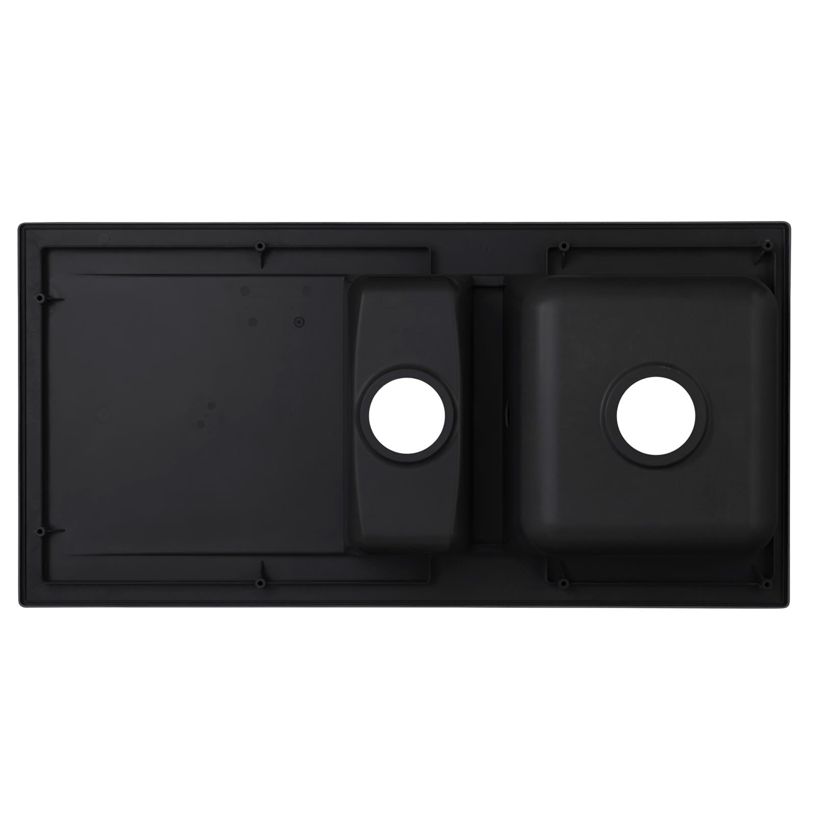 Liquida EW15BL 1.5 Bowl Composite Reversible Inset Black Kitchen Sink With Waste