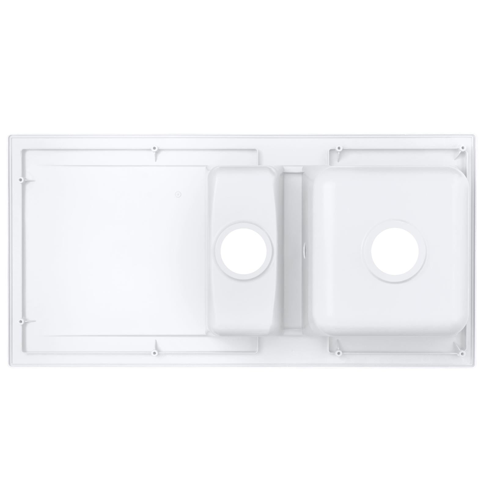 Liquida EW15WH 1.5 Bowl Composite Reversible Inset White Kitchen Sink With Waste