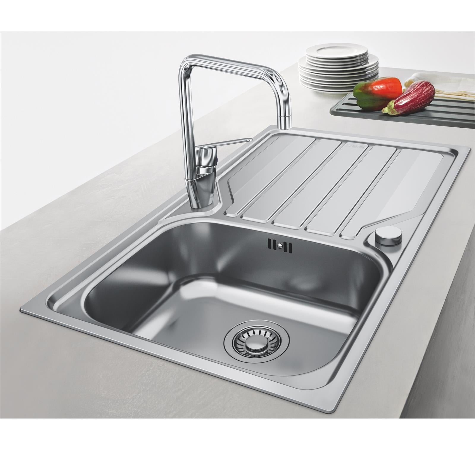 Franke FLASH FLN 611-86 Stainless Steel Inset Reversible Kitchen Sink 860x500mm