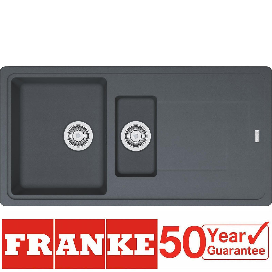 Franke Gemini GMD651GR 1.5 Bowl Tectonite Reversible Graphite Grey Kitchen Sink