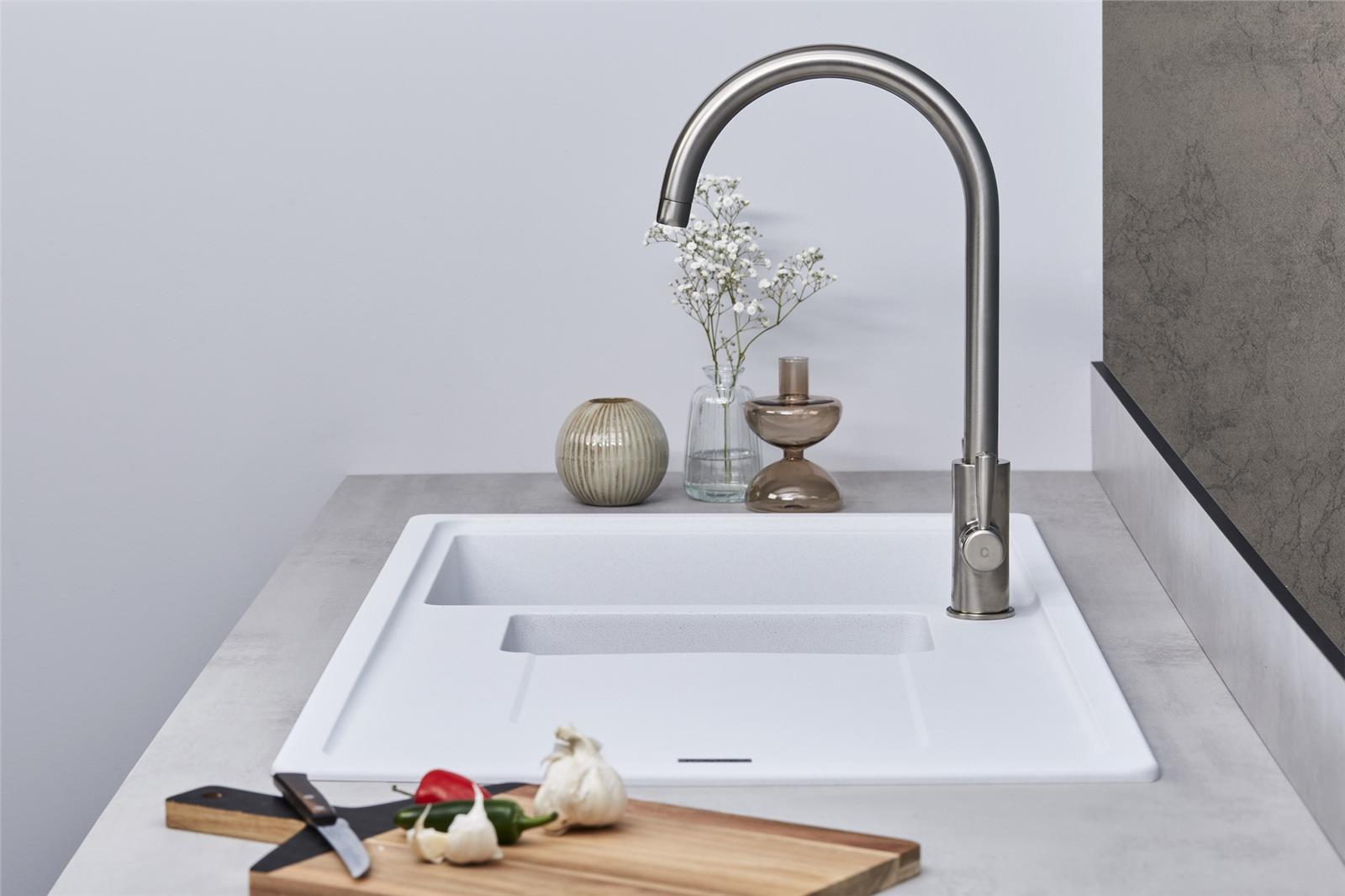 Franke Gemini GMD651WH 1.5 Bowl Tectonite Reversible Arctic White Kitc