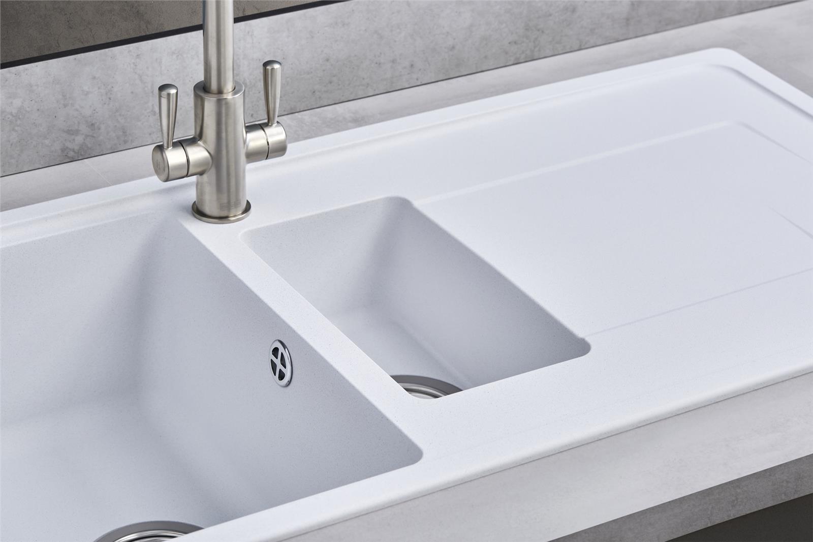 Franke Gemini GMD651WH 1.5 Bowl Tectonite Reversible Arctic White Kitc