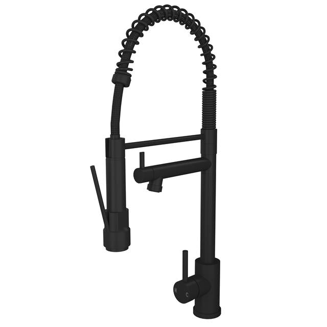 Liquida Black Kitchen Tap With Swivel Spout & Directional Spray - GR264MB