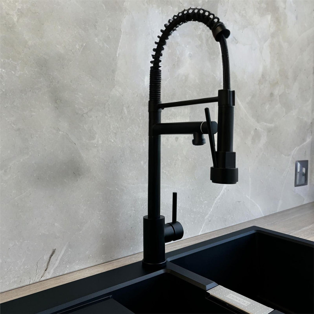 Liquida Black Swivel Spout Kitchen Tap With Directional Spray, GR264MB  - GRADED