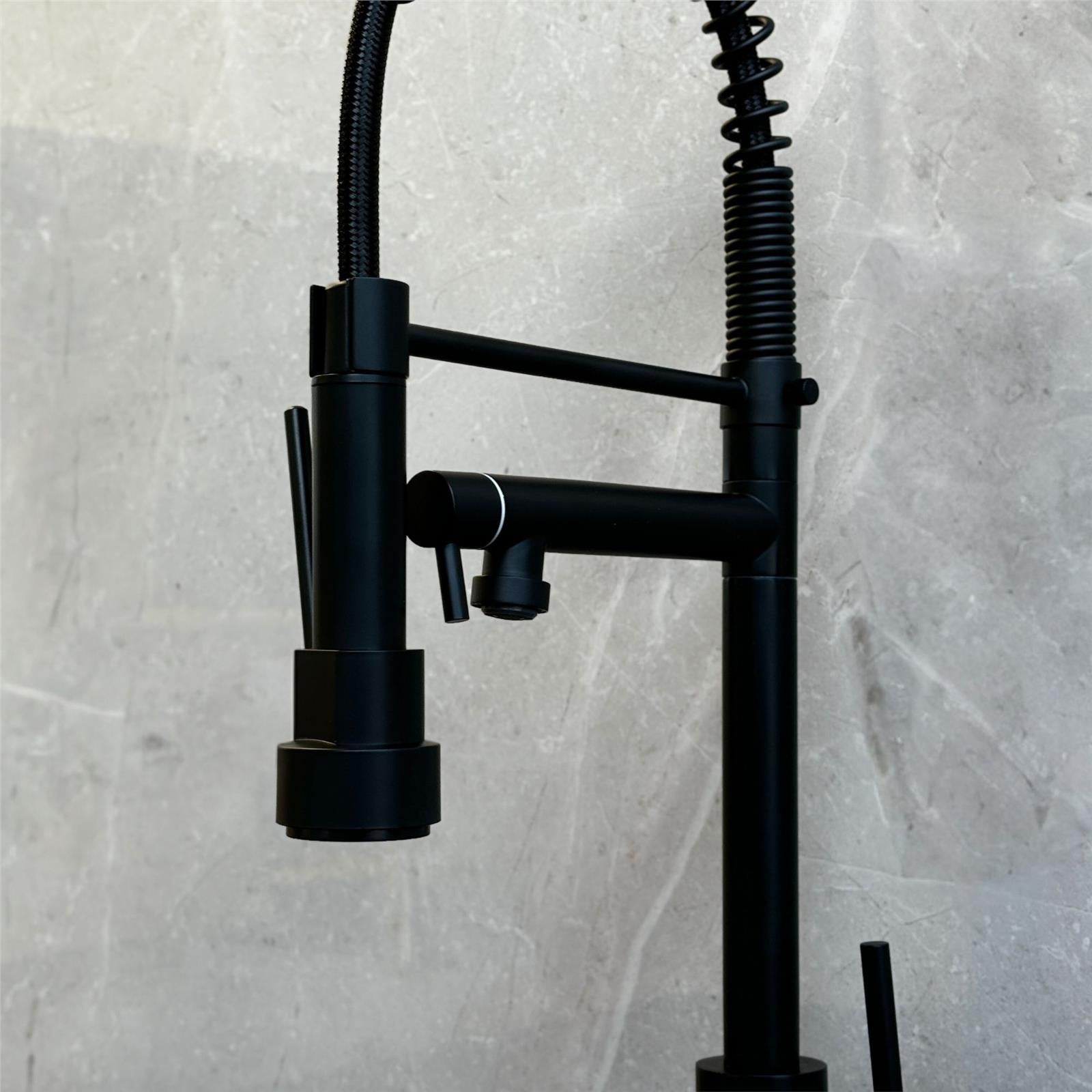 Liquida Black Swivel Spout Kitchen Tap With Directional Spray, GR264MB  - GRADED