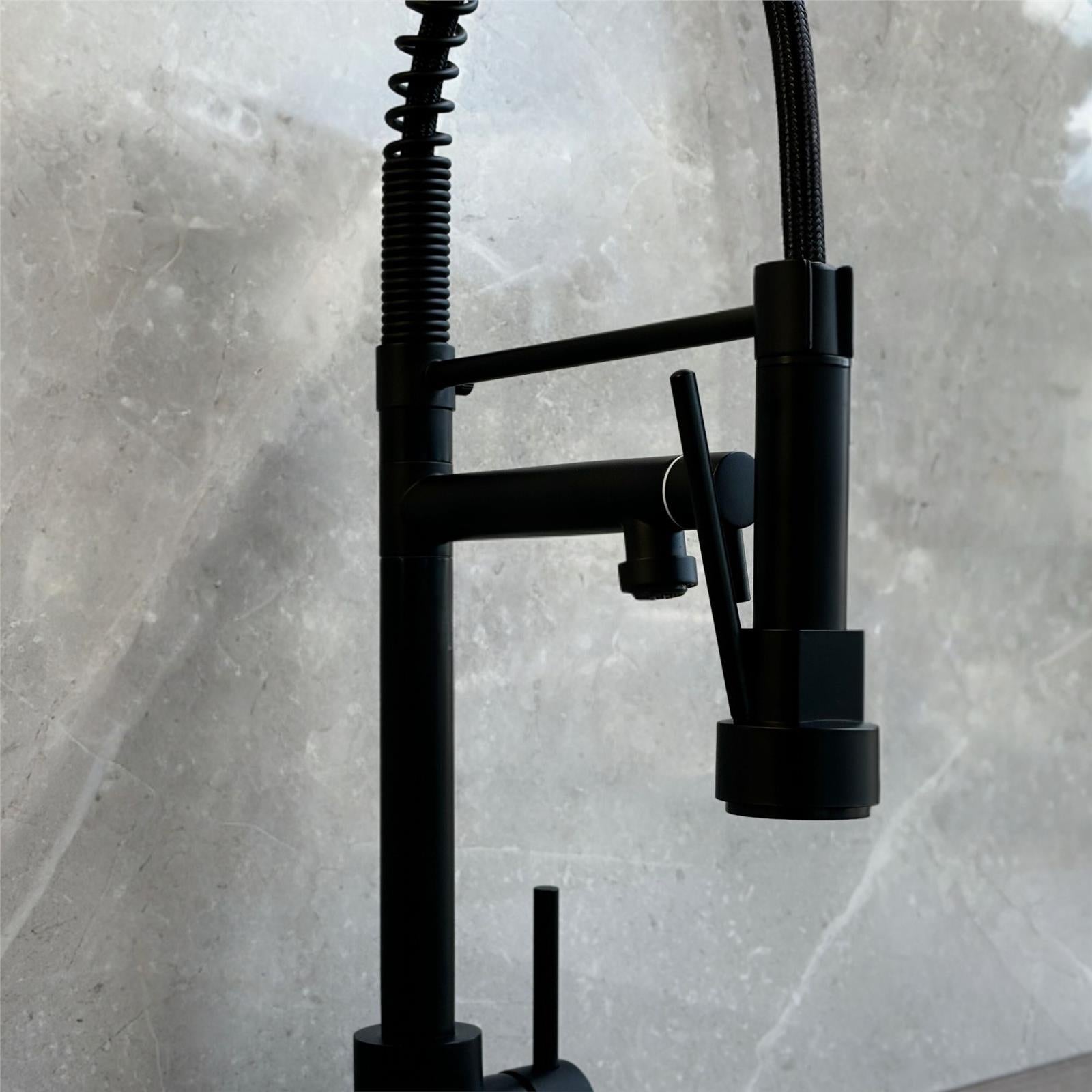 Liquida Black Swivel Spout Kitchen Tap With Directional Spray, GR264MB  - GRADED