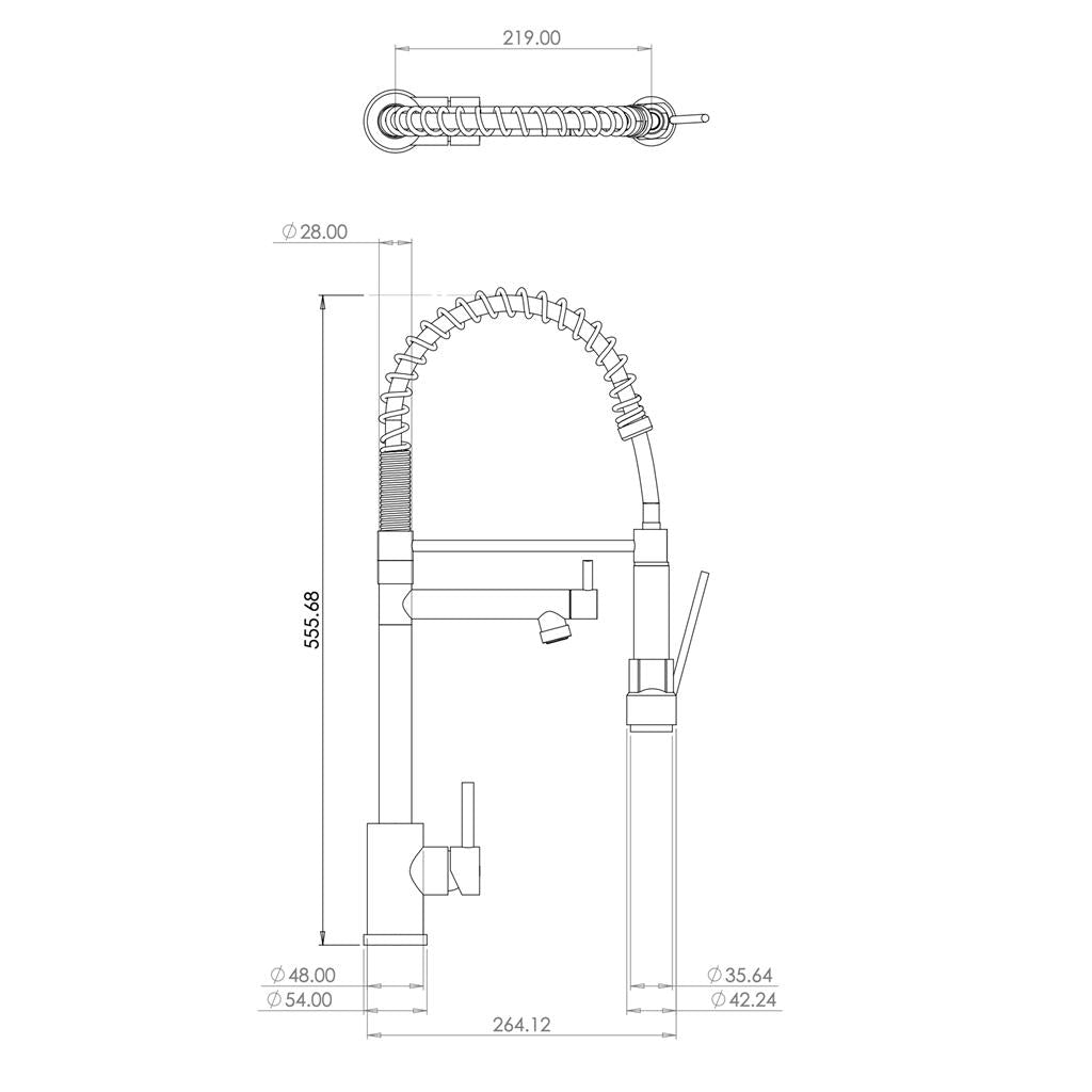 Liquida GR267BR Brushed Brass Kitchen Tap, Swivel Spout Spray - GRADED