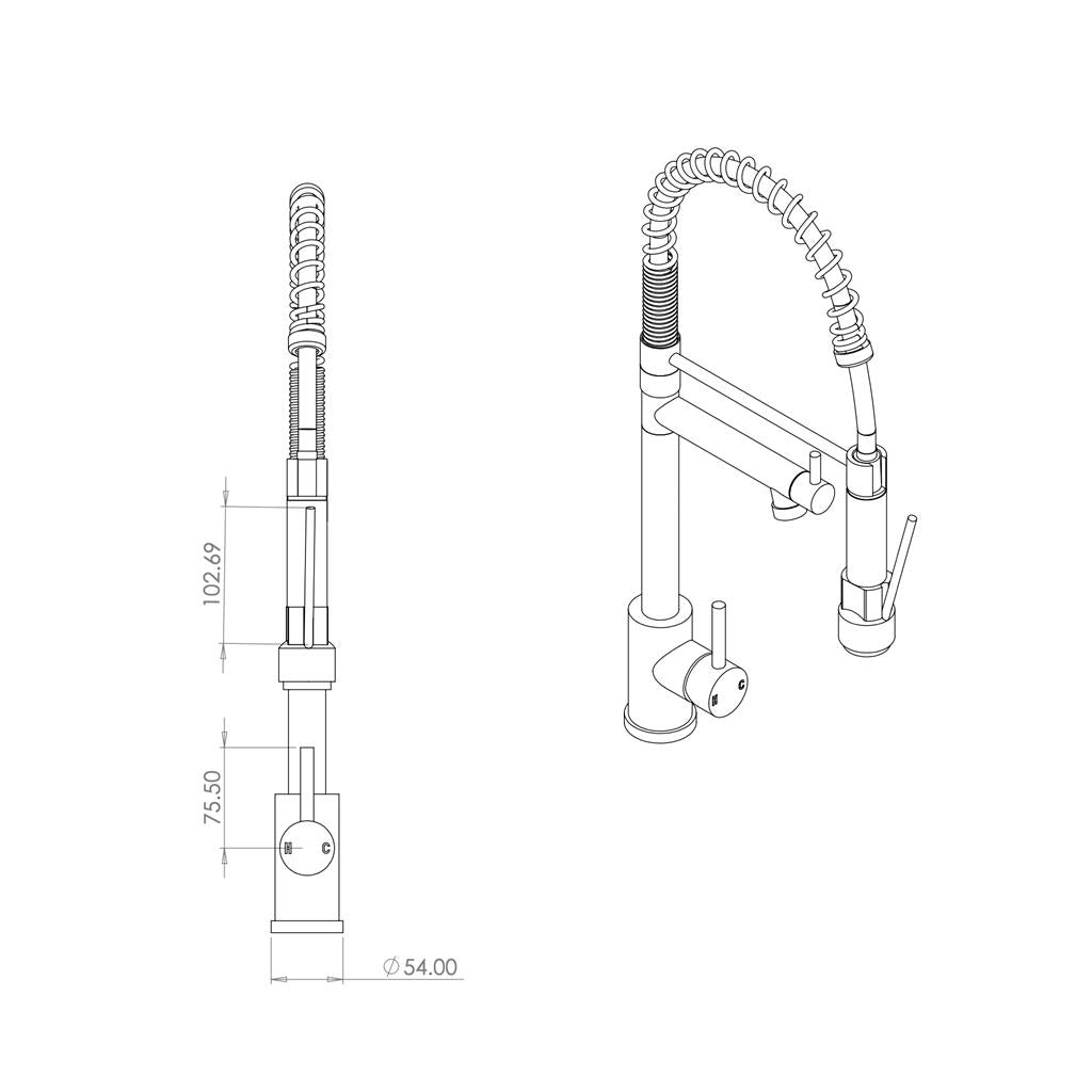 Liquida GR265BS Brushed Steel Kitchen Tap With Swivel Spout & Directional Spray