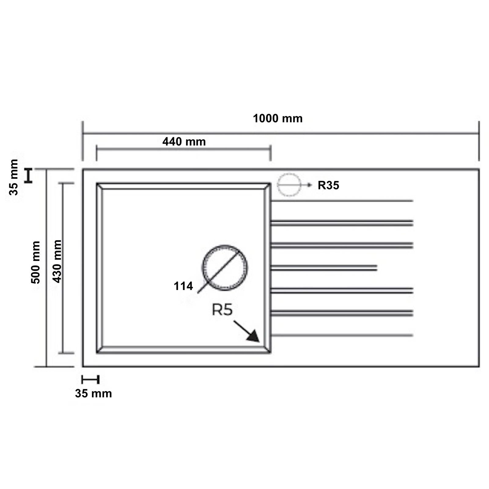 Liquida white granite 1.0 bowl kitchen sink with reversible drainer dimensions diagrams