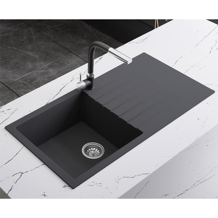 Liquida GRN100AN 1.0 Bowl Anthracite Granite Reversible Kitchen Sink With Waste