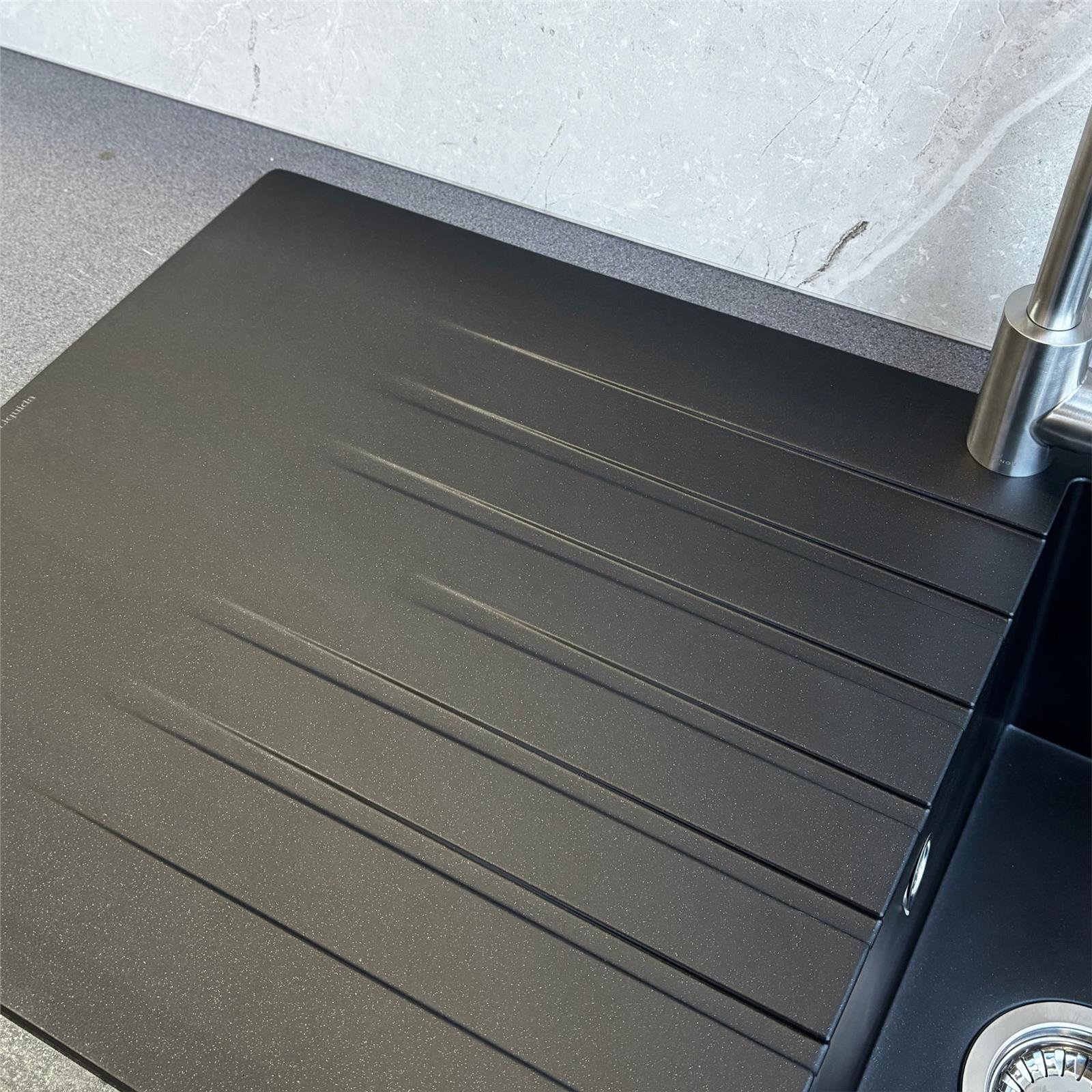 Liquida GRN100BL 1.0 Bowl Black Granite Reversible Kitchen Sink With Waste