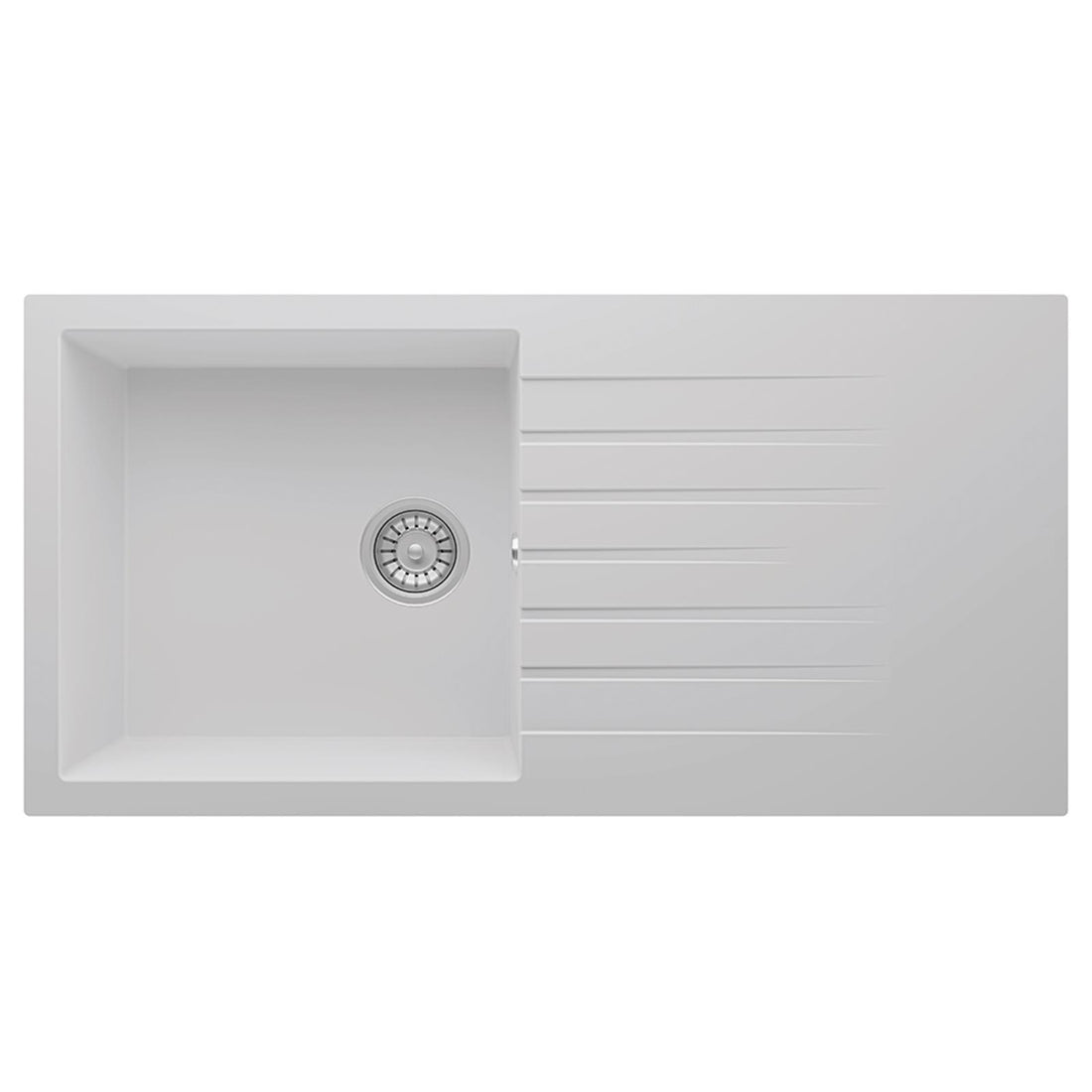 Liquida GRN100WH 1.0 Bowl White Granite Reversible Kitchen Sink With Waste