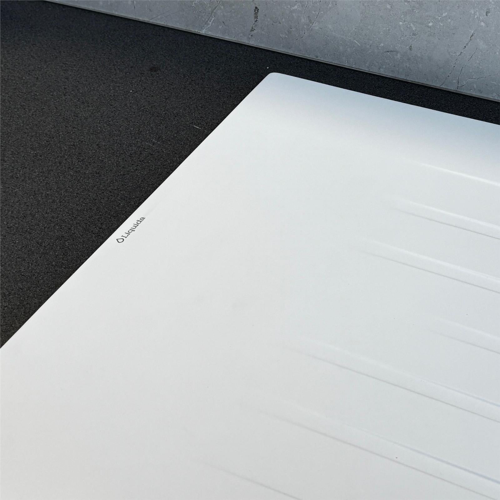 Liquida white granite 1.0 bowl kitchen sink with reversible drainer side profile installed