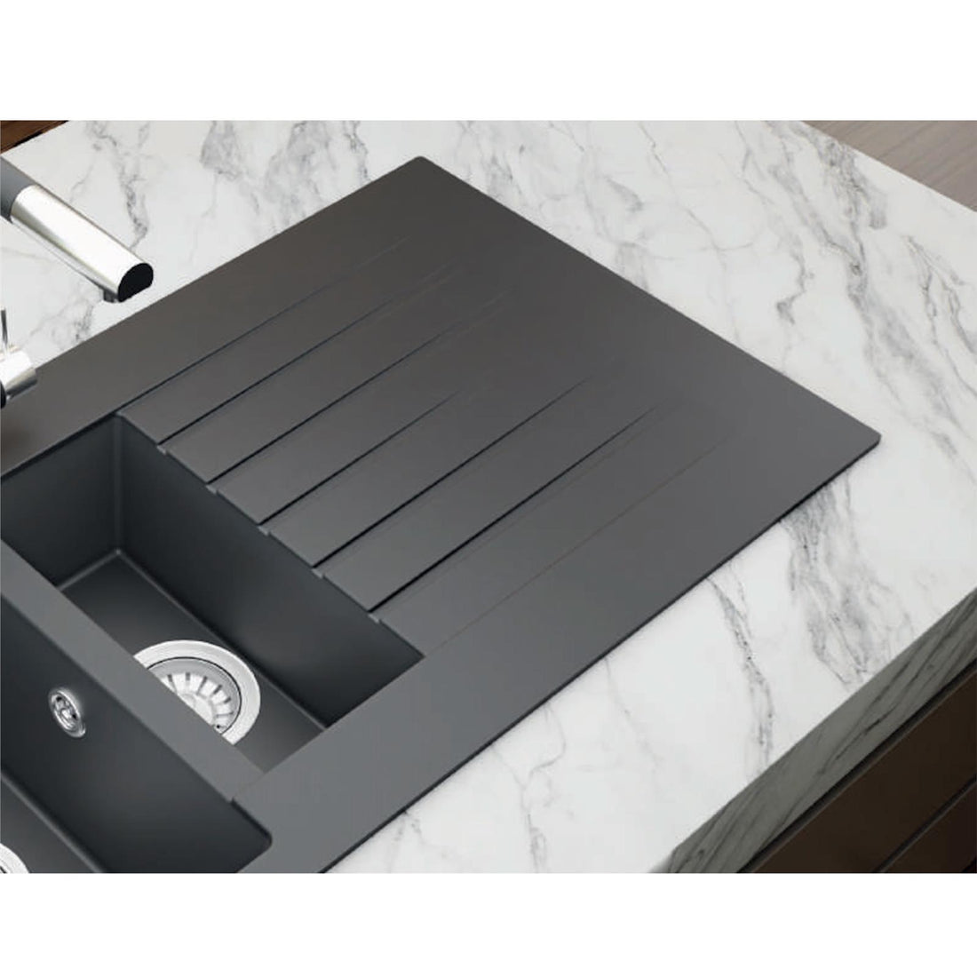 Liquida GRN150AN 1.5 Bowl Anthracite Granite Reversible Kitchen Sink With Wastes