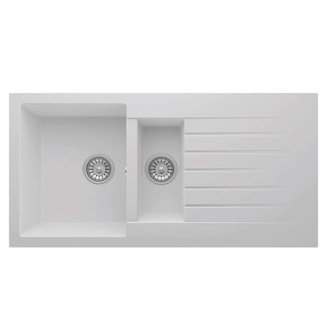 Liquida GRN150WH 1.5 Bowl White Granite Reversible Kitchen Sink With Wastes