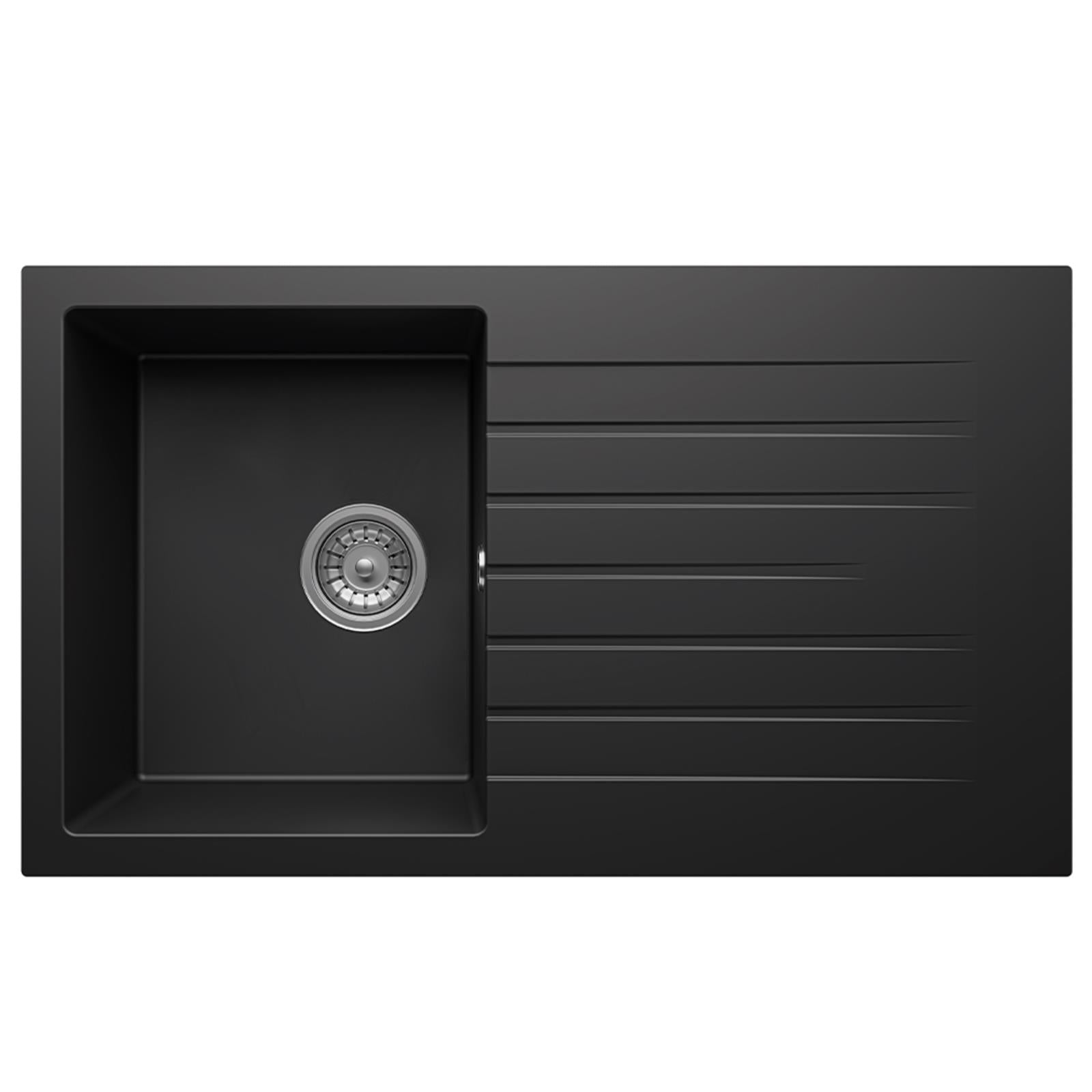 Liquida black granite 1.0 bowl kitchen sink with reversible drainer