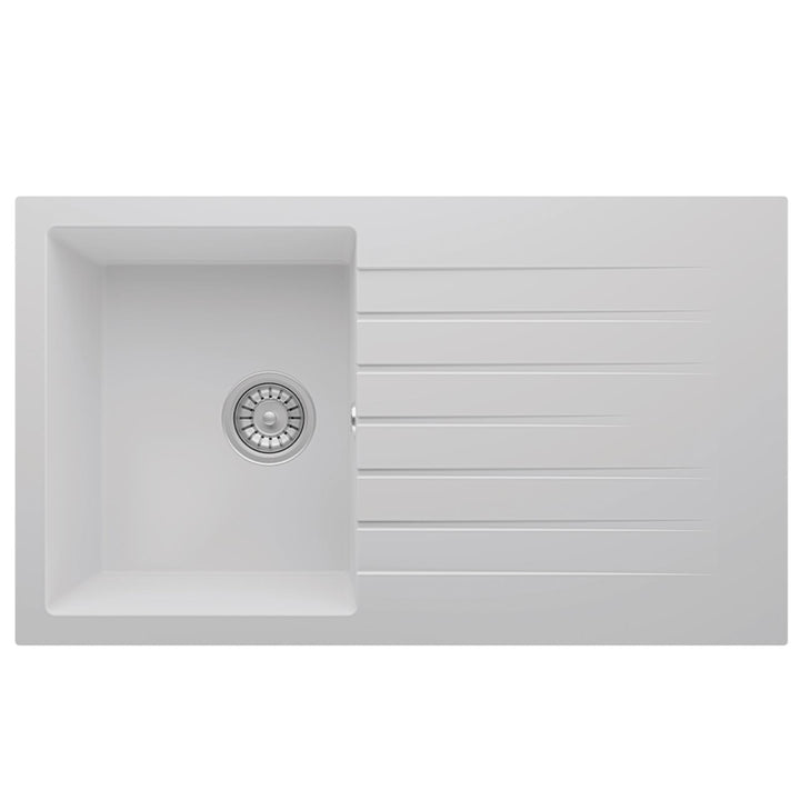 Liquida GRN860WH 1.0 Bowl White Granite Reversible Kitchen Sink With Waste