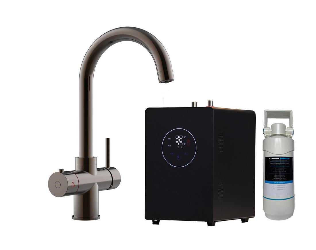 Liquida HT43GM 4 in 1 Gun Metal Grey Instant Boiling Water Kitchen Tap