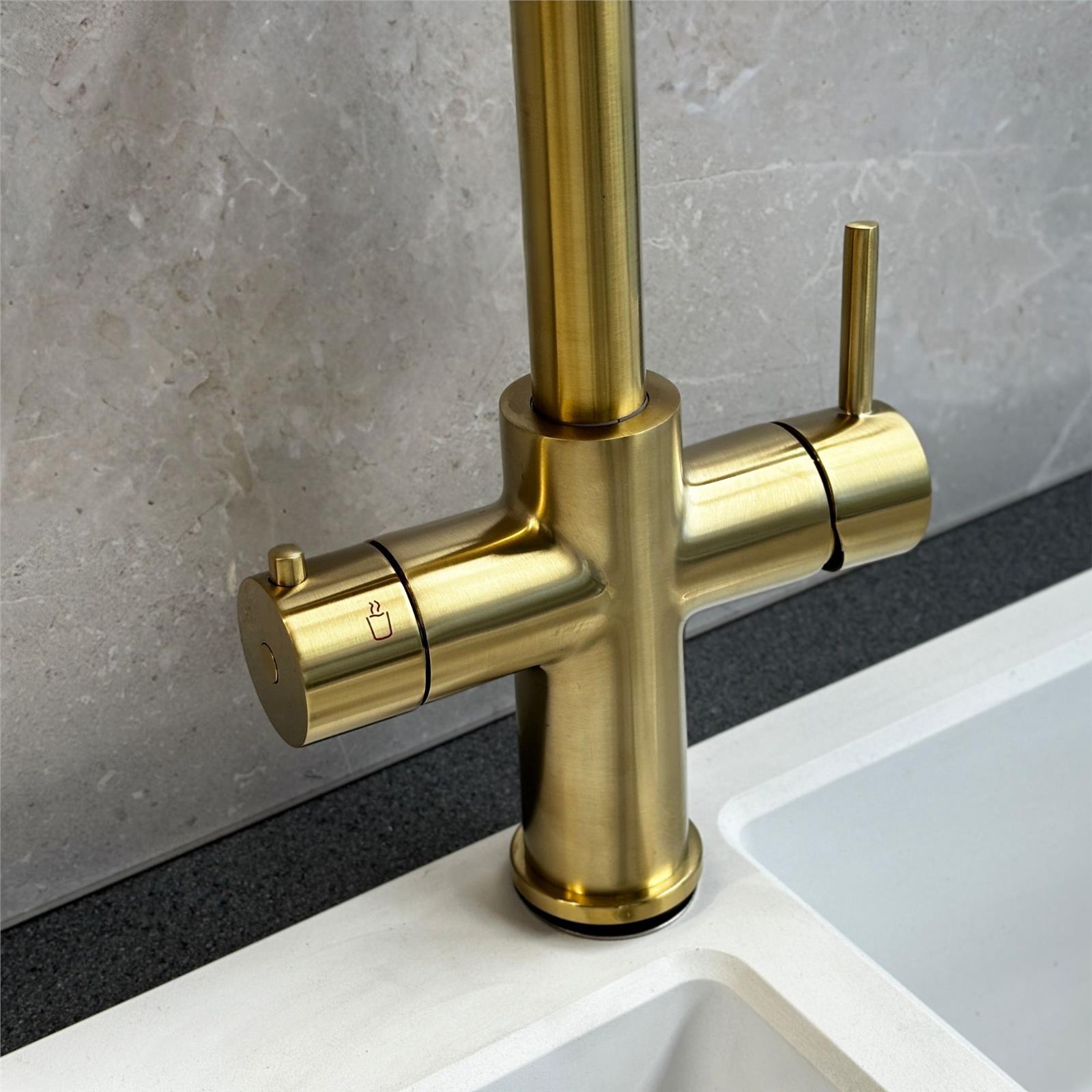 Liquida HT35BG 3 In 1 Pull Out Spray Gold Instant Boiling Water Kitchen Tap