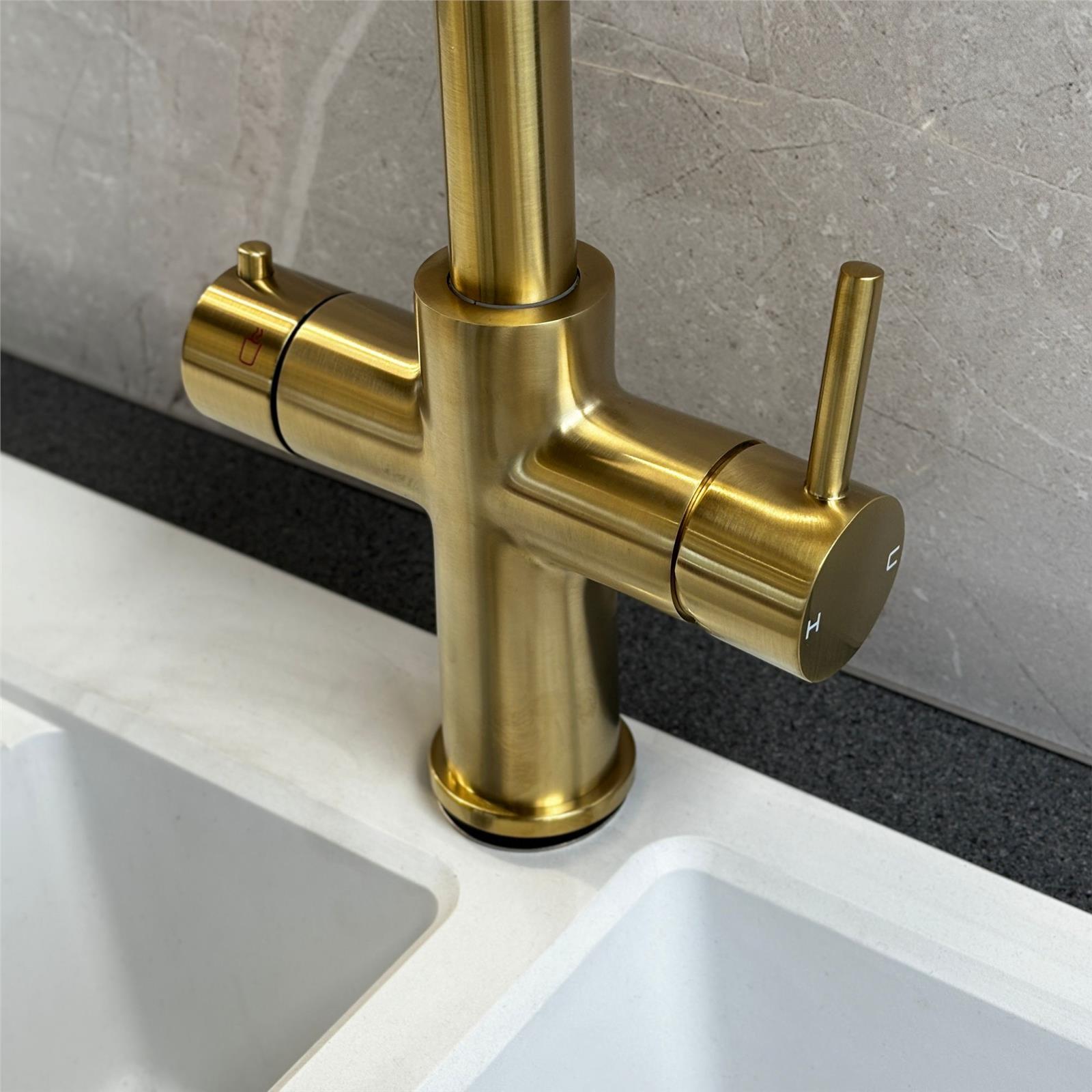 Liquida HT35BG 3 In 1 Pull Out Spray Gold Instant Boiling Water Kitchen Tap