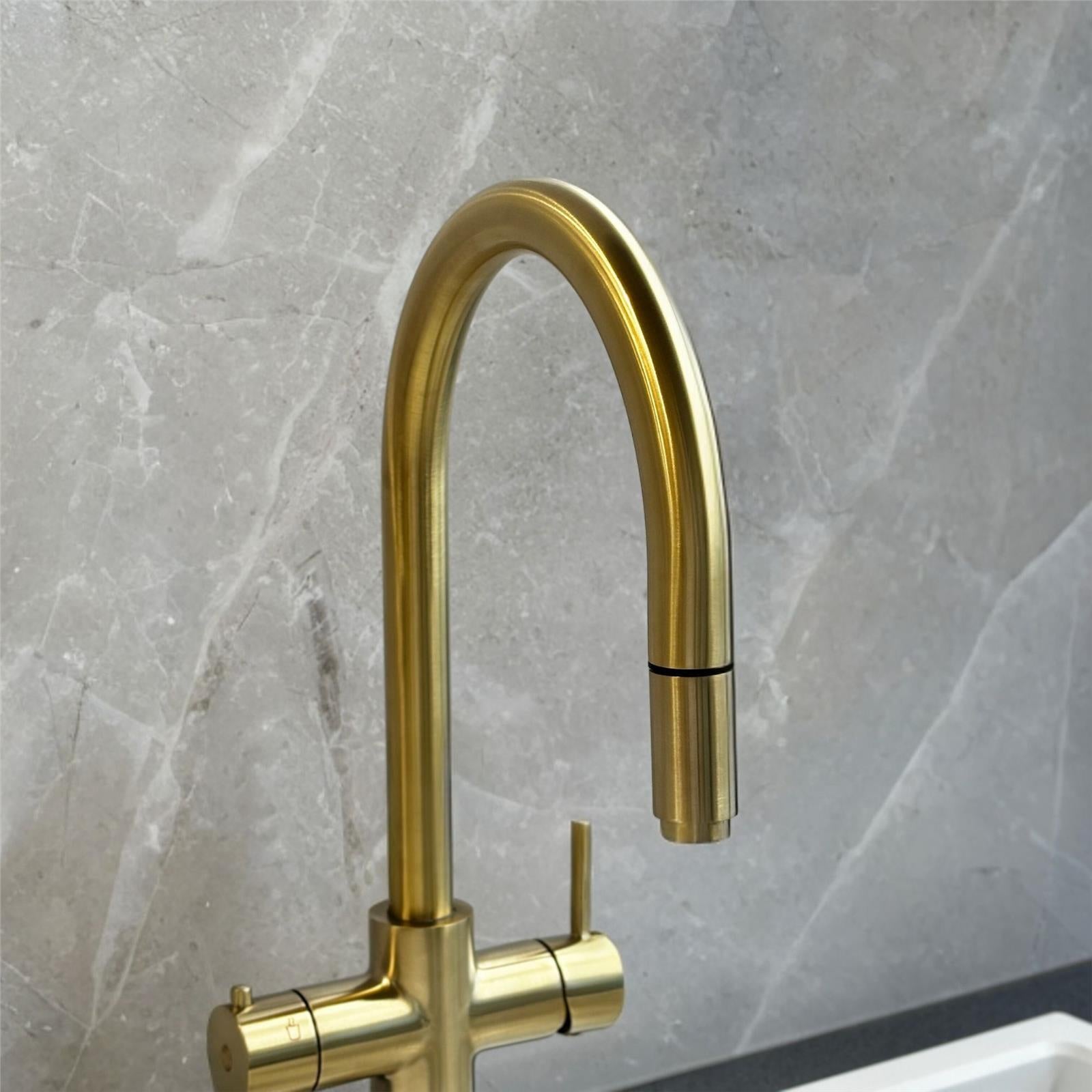 Liquida HT35BG 3 In 1 Pull Out Spray Gold Instant Boiling Water Kitchen Tap