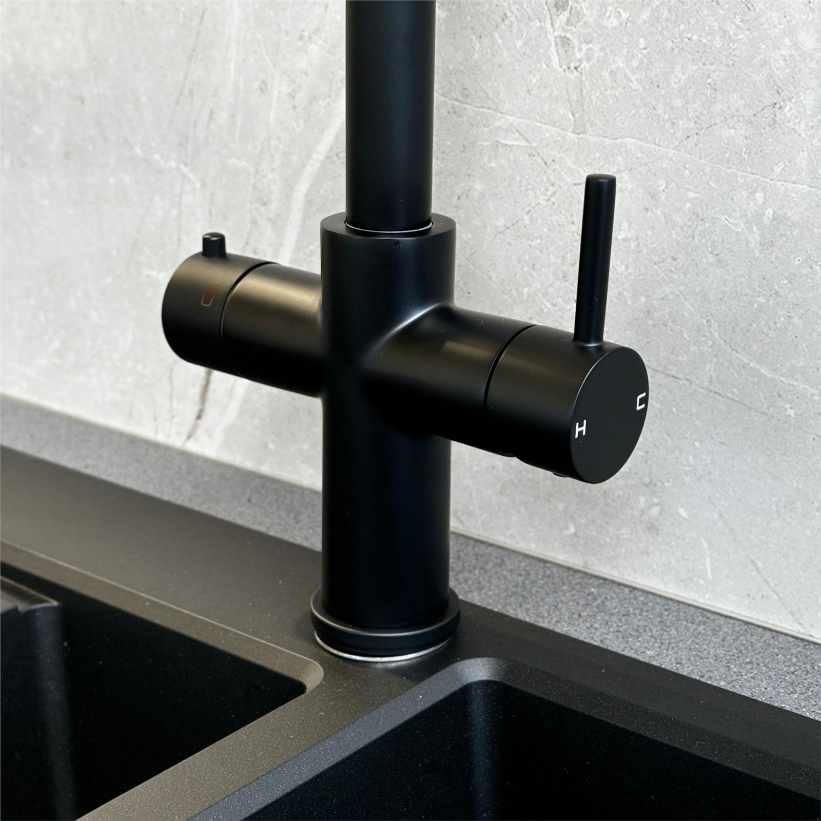 Liquida HT35MB 3 In 1 Pull Out Spray Black Instant Boiling Water Kitchen Tap