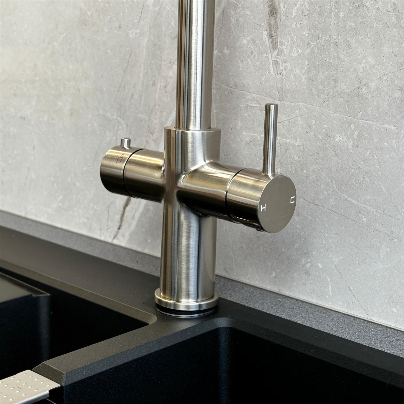 Liquida HT35BN 3 In 1 Pull Out Spray Brushed Nickel Boiling Water Kitchen Tap