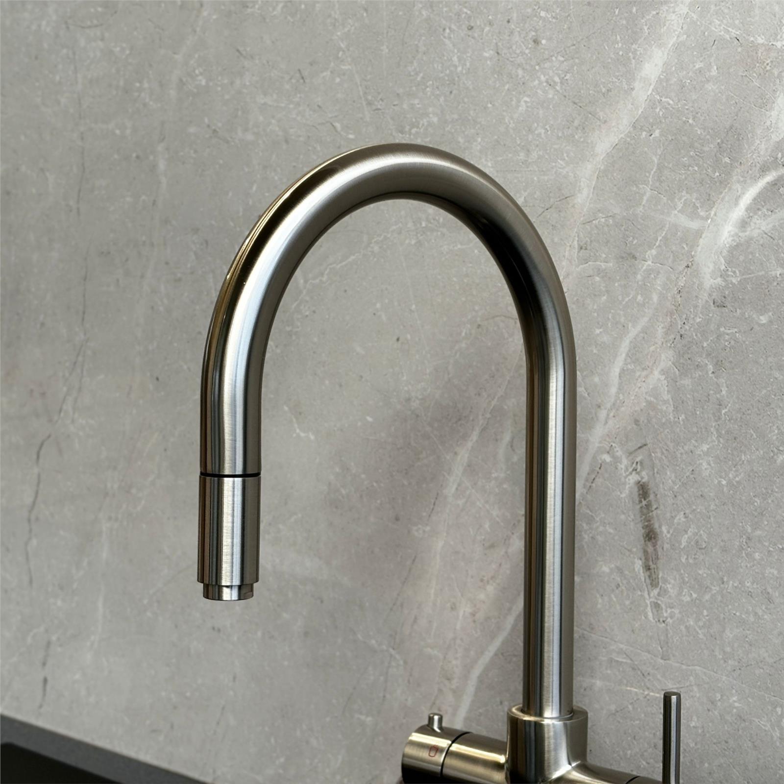 Liquida HT35BN 3 In 1 Pull Out Spray Brushed Nickel Boiling Water Kitchen Tap