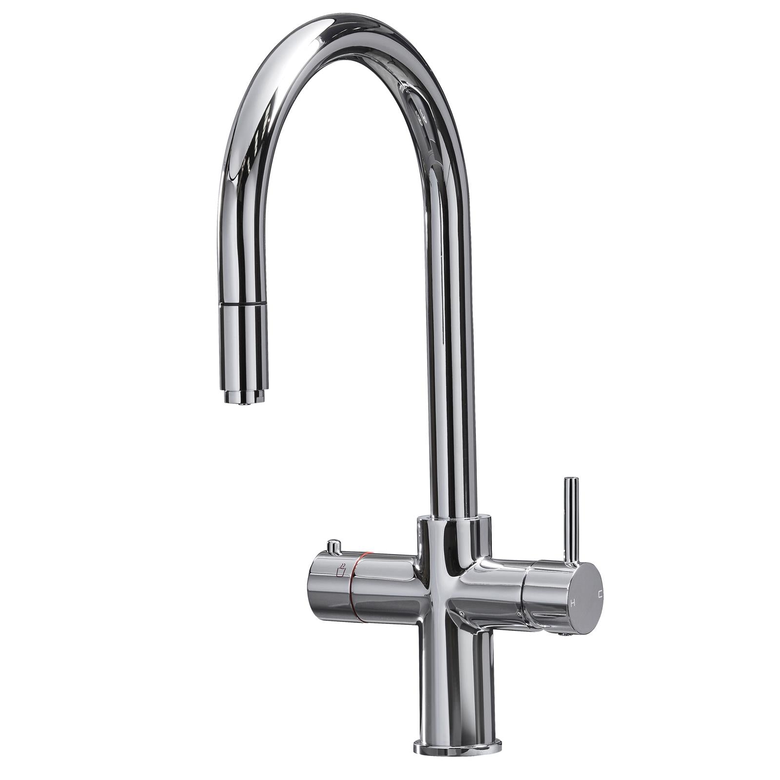 Liquida HT35CH 3 In 1 Pull Out Spray Chrome Instant Boiling Water Kitchen Tap