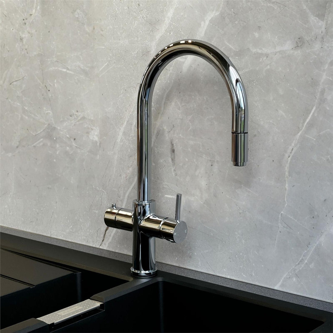 Liquida HT35CH 3 In 1 Pull Out Spray Chrome Instant Boiling Water Kitchen Tap