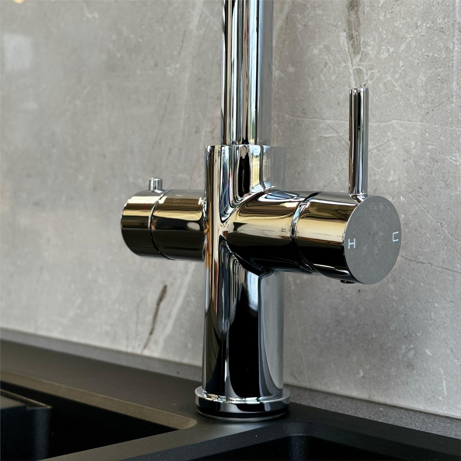 Liquida HT35CH 3 In 1 Pull Out Spray Chrome Instant Boiling Water Kitchen Tap