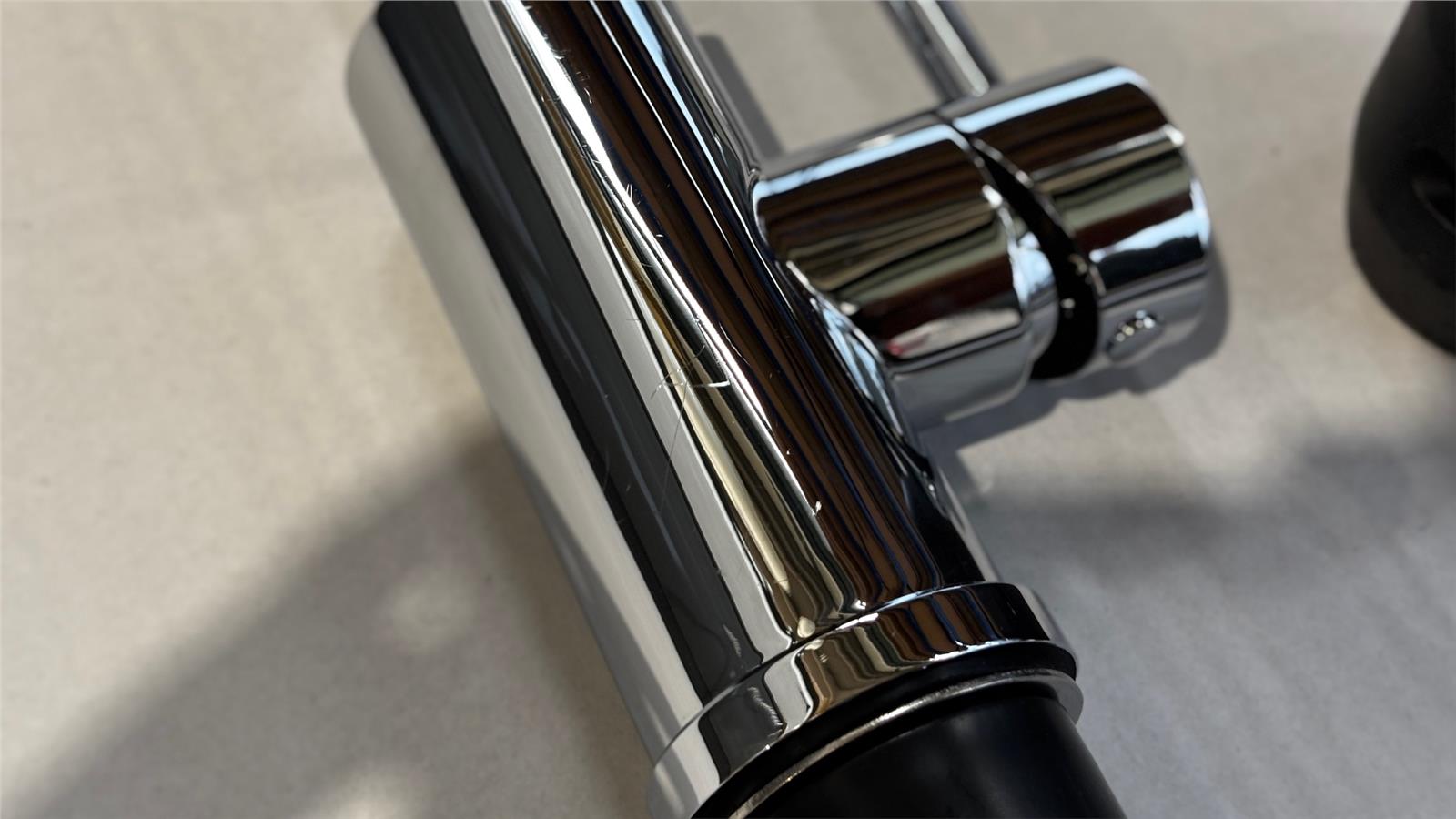 Liquida KPO11CH Chrome Single Lever Kitchen Mixer Tap, Pull Out Spray - GRADED