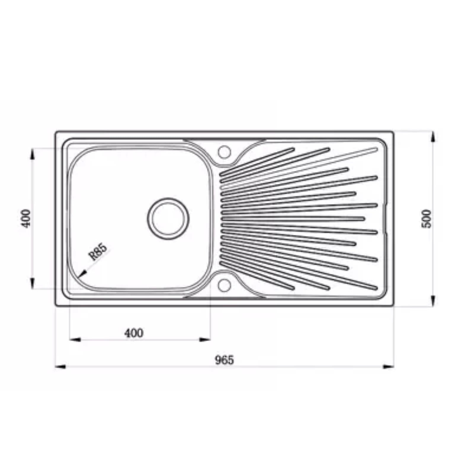 Liquida JAV10SS 1.0 Bowl Reversible Stainless Steel Kitchen Sink & W03CH Tap
