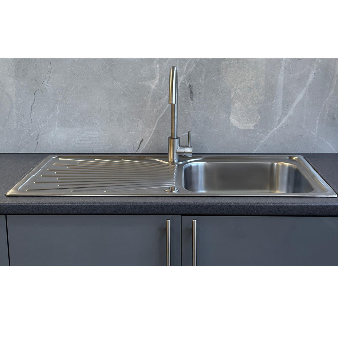 Liquida JAV10SS 1.0 Bowl Reversible Stainless Steel Kitchen Sink & W03CH Tap
