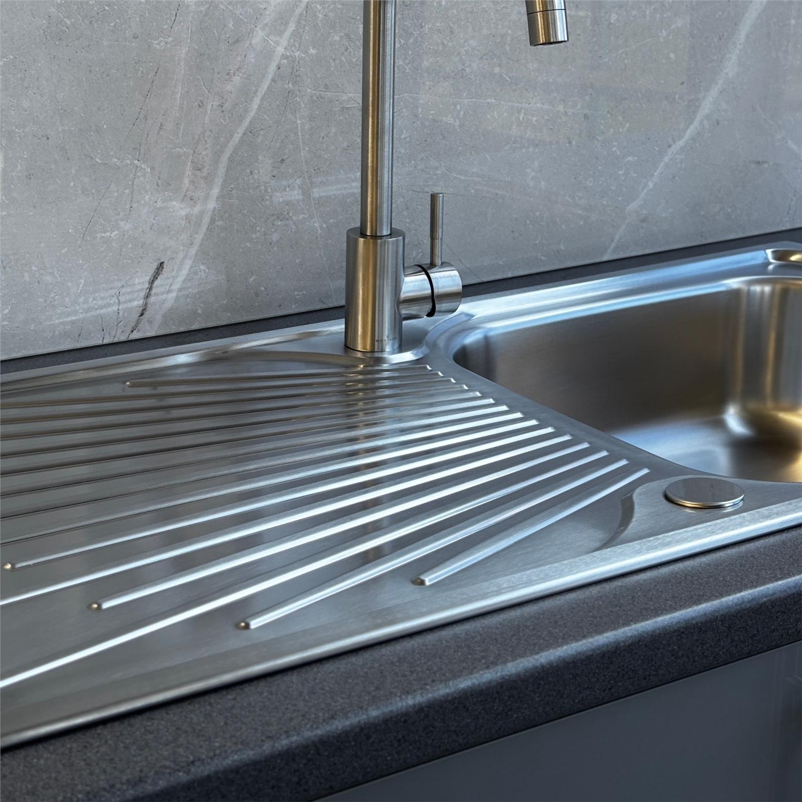 Liquida JAV10SS 1.0 Bowl Reversible Stainless Steel Kitchen Sink & KPO11CH Tap