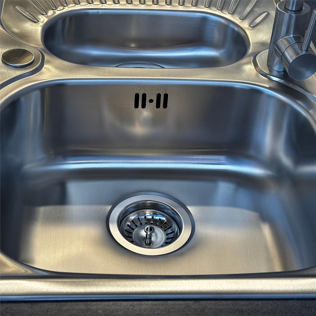 Liquida JAV15SS 1.5 Bowl Reversible Stainless Steel Kitchen Sink & W03CH Tap