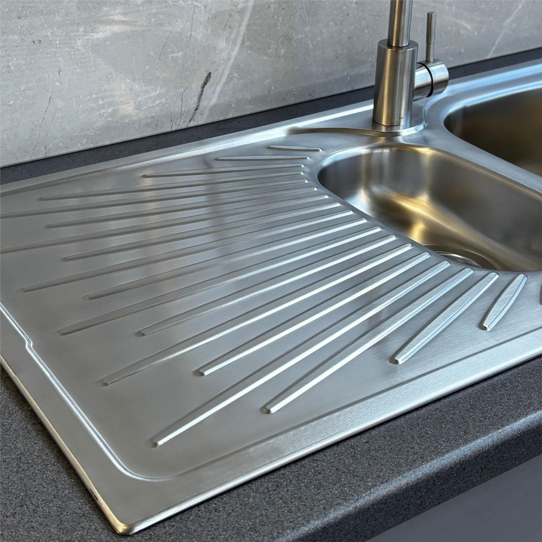 Liquida JAV15SS 1.5 Bowl Reversible Stainless Steel Kitchen Sink & W03CH Tap